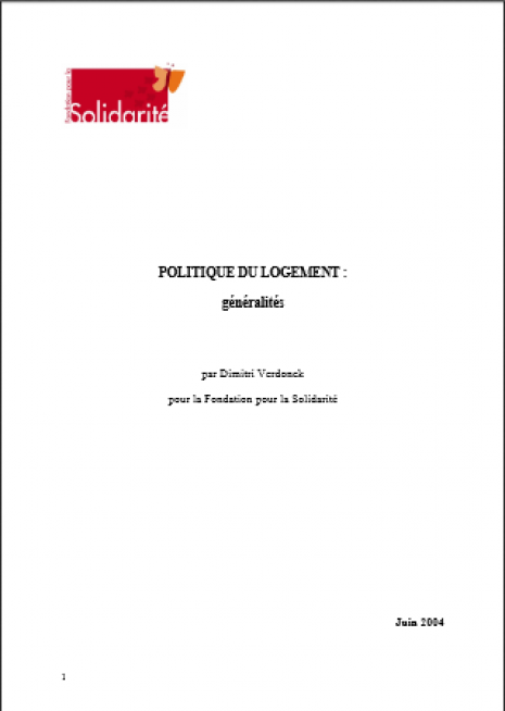 image couverture POLITIQUE DU LOGEMENT : généralités