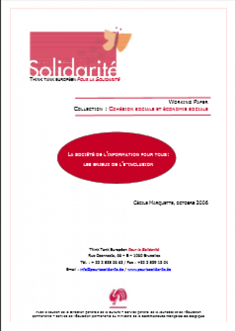 image couverture L A SOCIÉTÉ DE L ’ INFORMATION POUR TOUS : LES ENJEUX DE L ’ E - INCLUSION